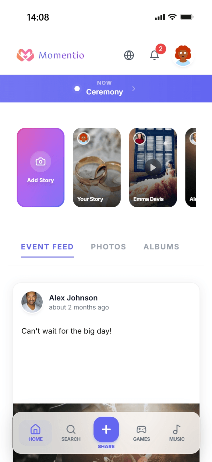 Momentio app screen